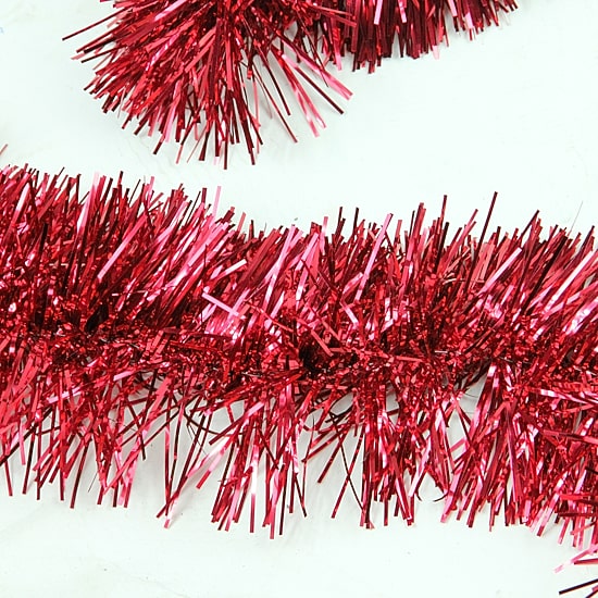 50' Traditional Shiny Red 6 Ply Christmas Foil Tinsel Garland - Unlit