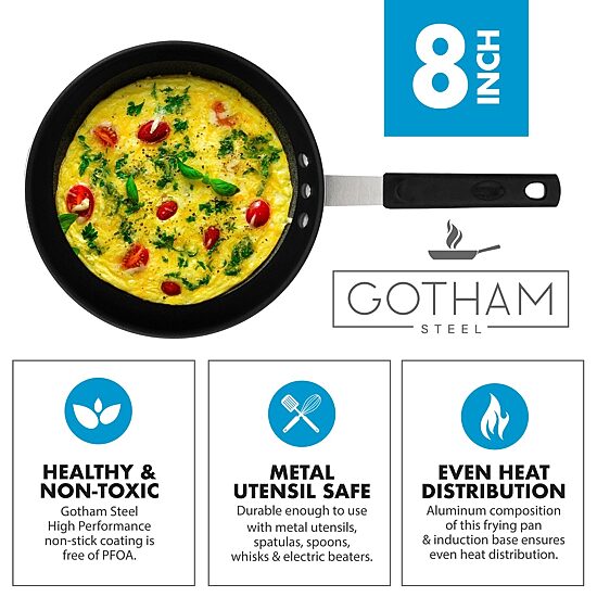 Gotham Steel Pro Series NSF Nonstick 8" Frying Pan with Removeable Rubber Handle