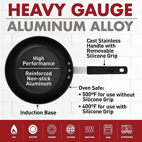 Gotham Steel Pro Series NSF Nonstick 10" Frying Pan with Removeable Rubber Handle