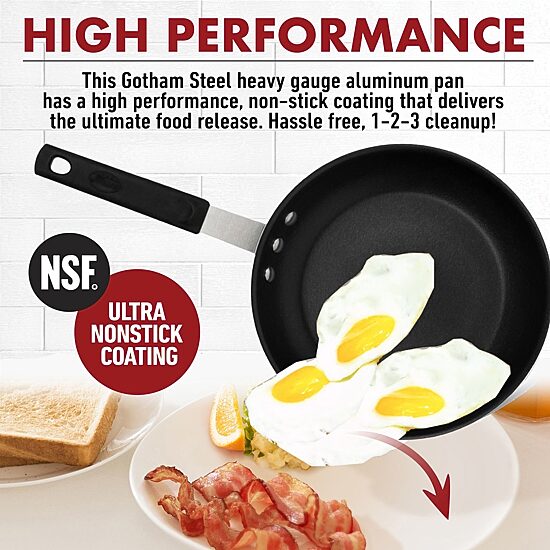Gotham Steel Pro Series NSF Nonstick 10" Frying Pan with Removeable Rubber Handle
