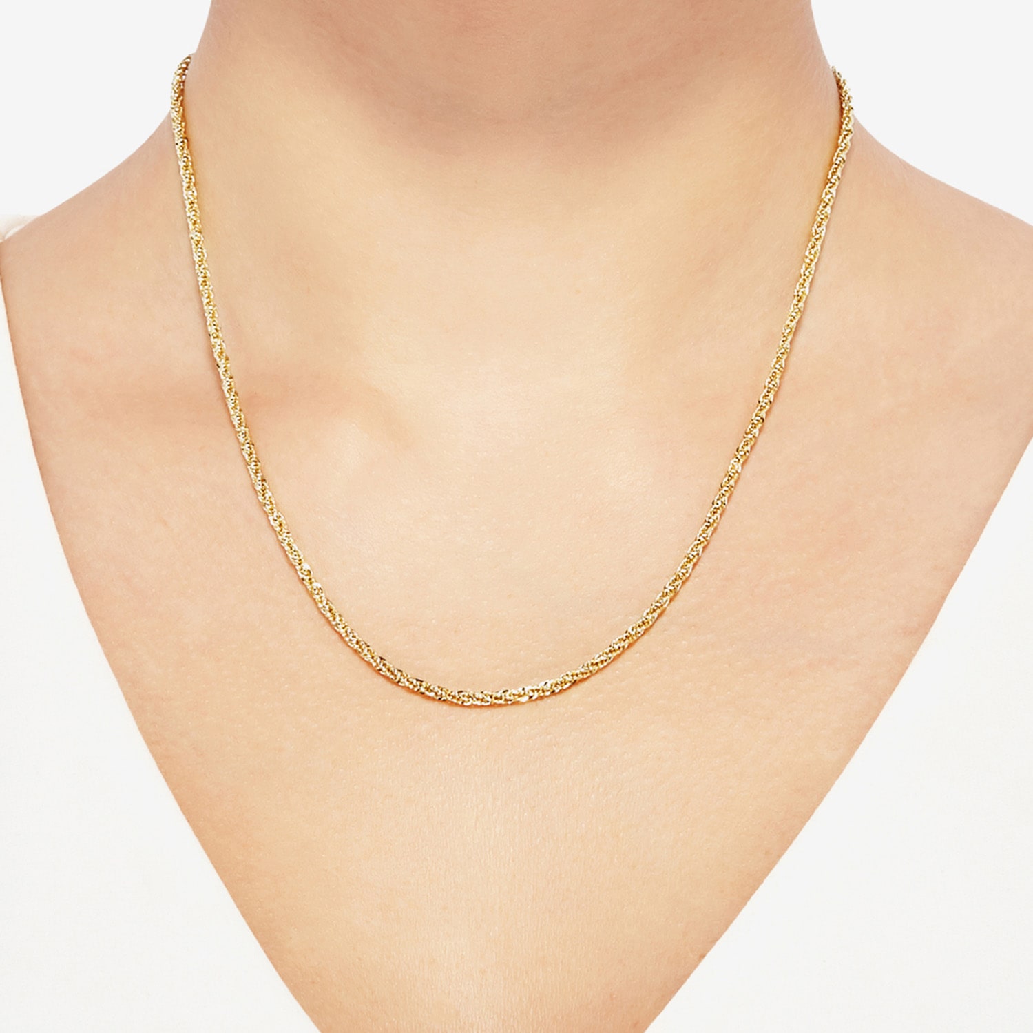 Unisex Adult 10K Gold 18 Inch Rope Chain Necklace