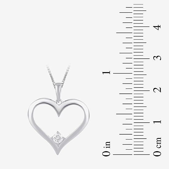 Womens 1/10 CT. T.W. Lab Grown White Diamond Sterling Silver Heart 18 Inch Pendant Necklace