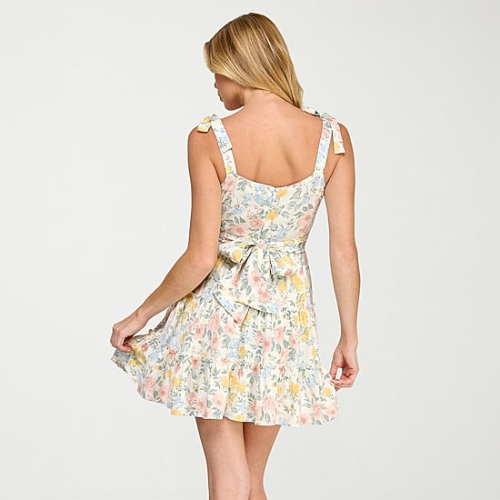 Trixxi Womens Juniors Sweetheart Neck Sleeveless Floral Fit + Flare Dress