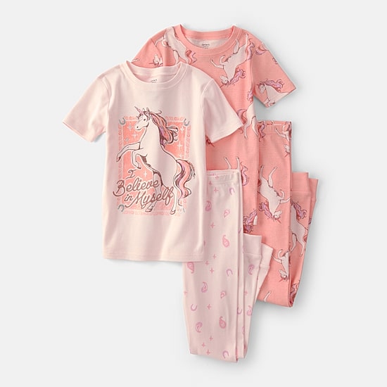 Carter's Little & Big Kid Girls Crew Neck Short Sleeve 4-pc. Pajama Set