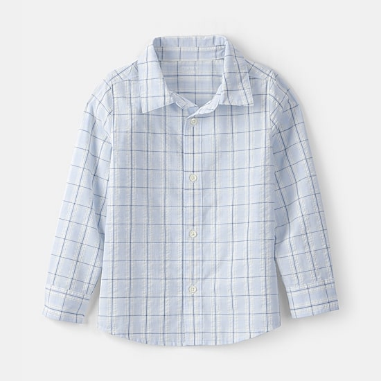 Carter's Little & Big Kid Boys Long Sleeve Fitted Regular Fit Button-Down Shirt