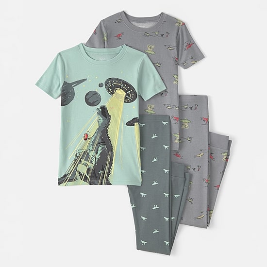 Carter's Little & Big Kid Boys Round Neck Short Sleeve 4-pc. Pajama Set