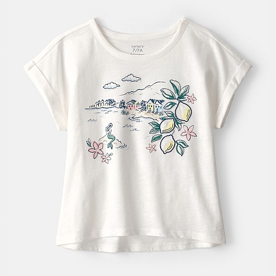 Carter's Little & Big Kid Girls Round Neck Short Sleeve Regular Fit Graphic T-Shirt