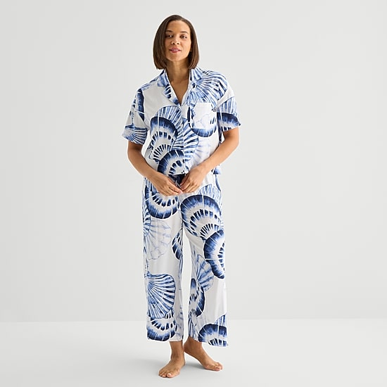 Liz Claiborne Cool and Calm Womens Short Sleeve 2-pc. Pajama Set