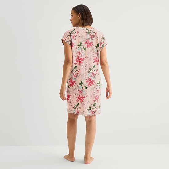 Liz Claiborne Cool and Calm Womens Short Sleeve Y Neck Nightshirt
