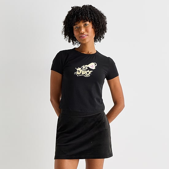 Juicy By Juicy Couture Womens Juniors Crew Neck Short Sleeve Regular Fit Graphic T-Shirt