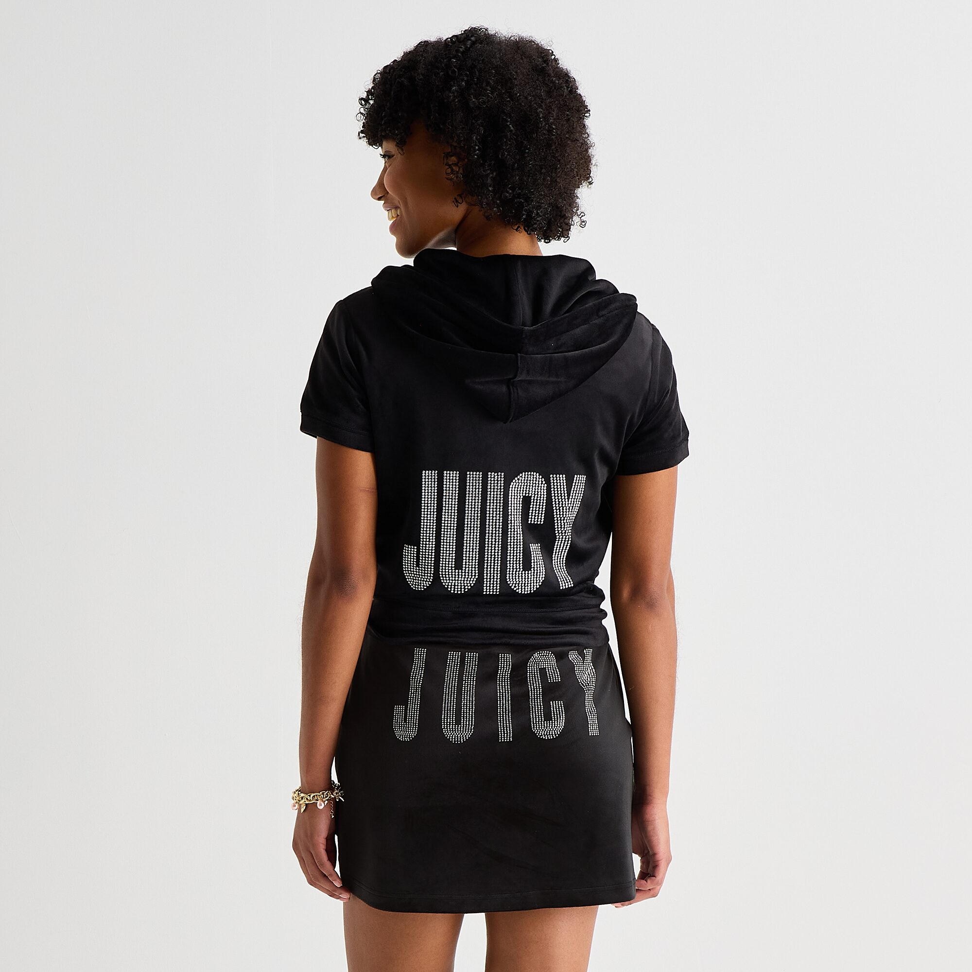 Juicy By Couture Womens Juniors Short Sleeve Hoodie