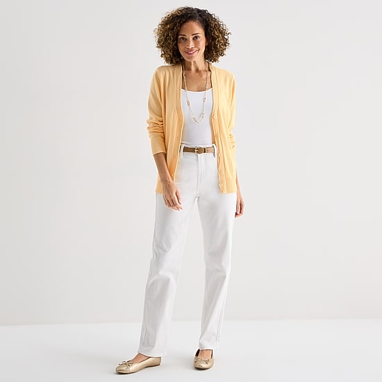 Liz Claiborne Womens V Neck Long Sleeve Button Cardigan