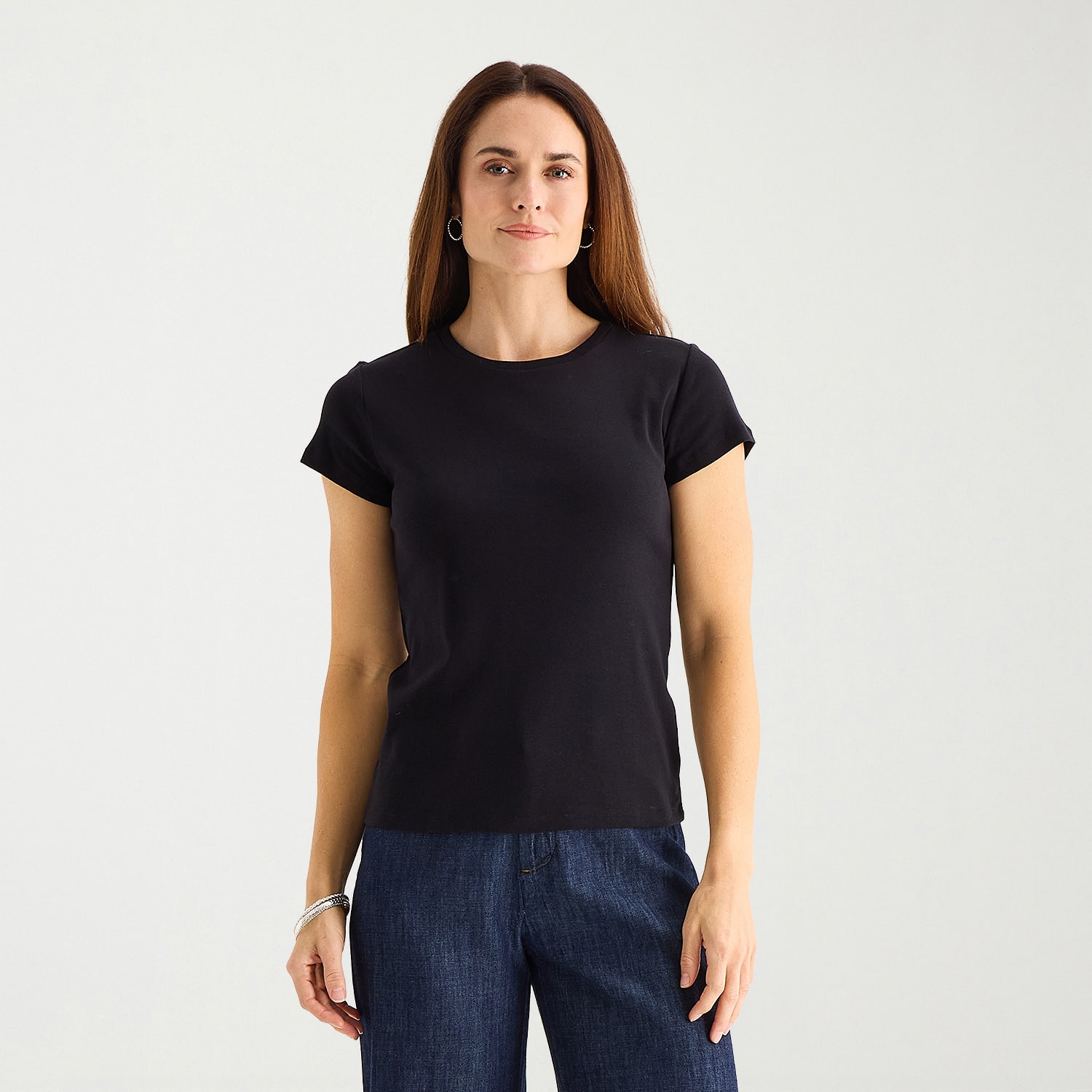 Liz Claiborne Womens Tall Crew Neck Short Sleeve T-Shirt
