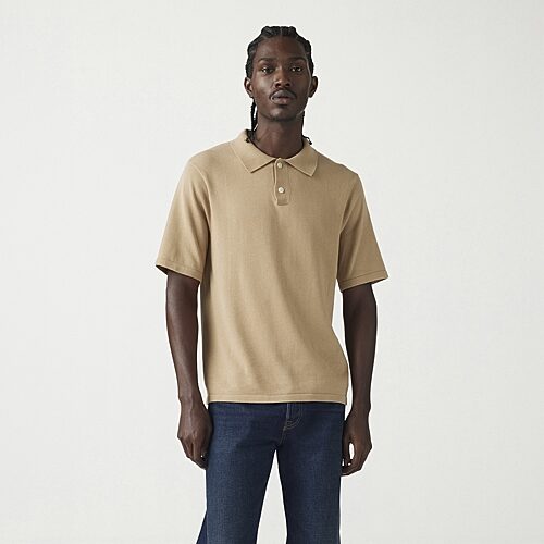 Levi 's Mens Short Sleeve Sweater Polo Shirt In Brown