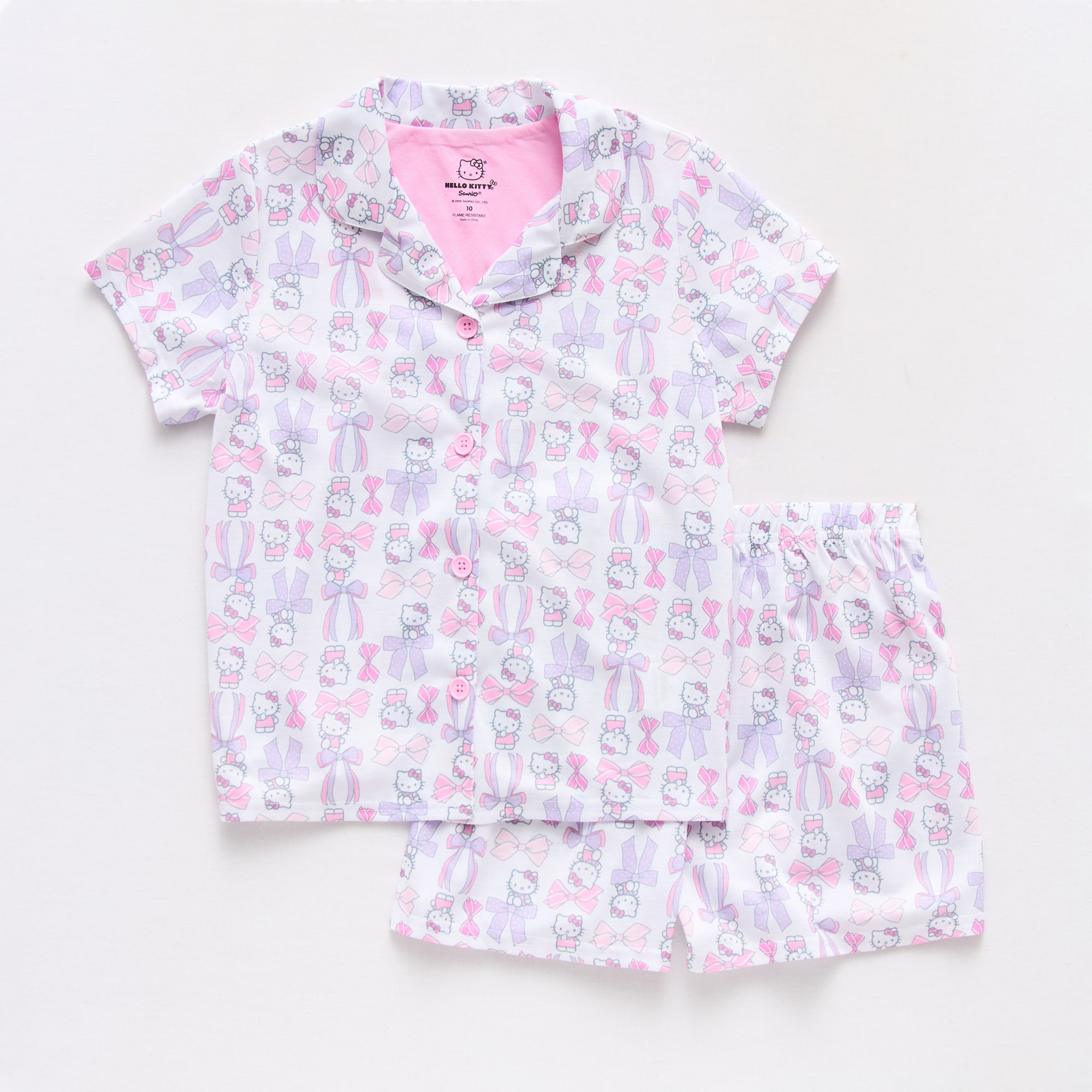 Little & Big Kid Girls Hello Kitty Short Sleeve 2-pc. Pajama Set