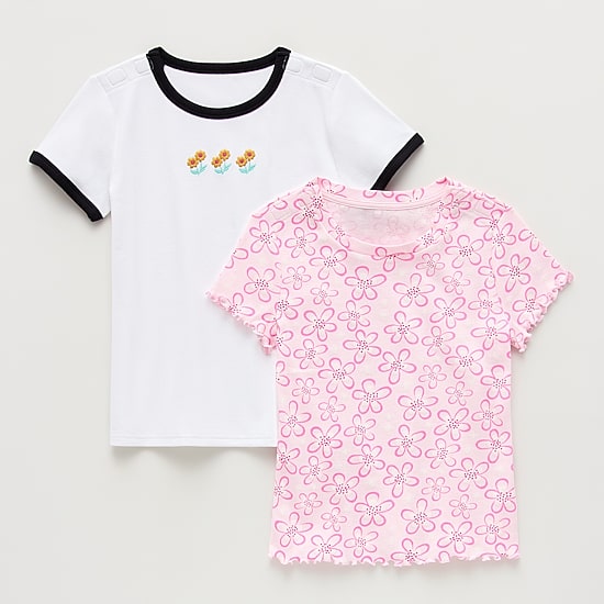 Thereabouts Little & Big Kid Girls Easy-on + Easy-off Crew Neck Short Sleeve Adaptive 2-pc. T-Shirt