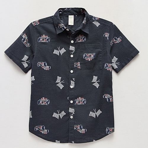 Thereabouts Little & Big Kid Boys Short Sleeve Regular Fit Button-Down Shirt, Small (8), Blue