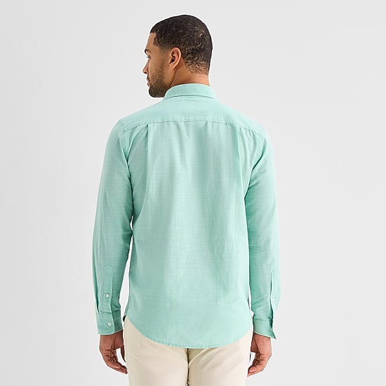 St. John's Bay Slub Mens Long Sleeve Regular Fit Button-Down Shirt