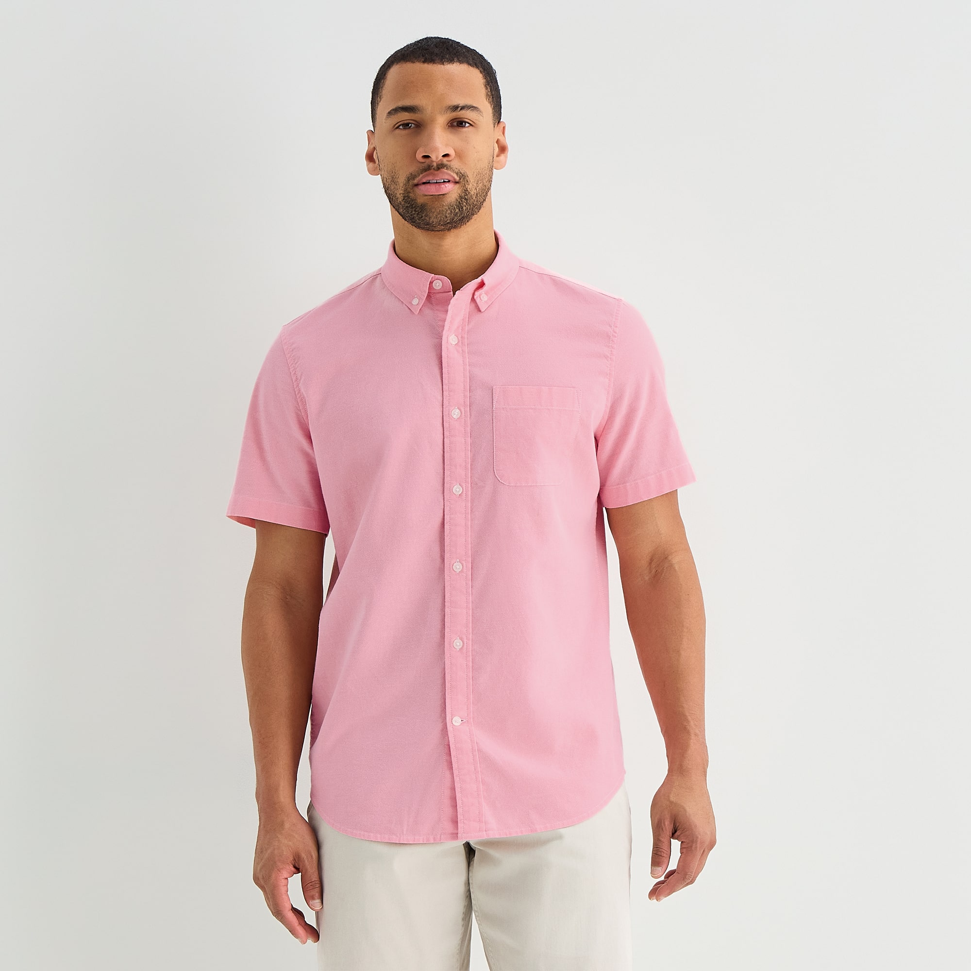 St. John's Bay Oxford Mens Short Sleeve Classic Fit Button-Down Shirt