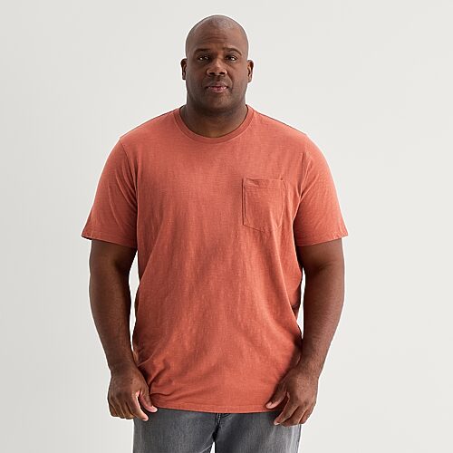 mutual weave Mens Crew Neck Short Sleeve Big and Tall T-Shirt, 4x-large, Brown