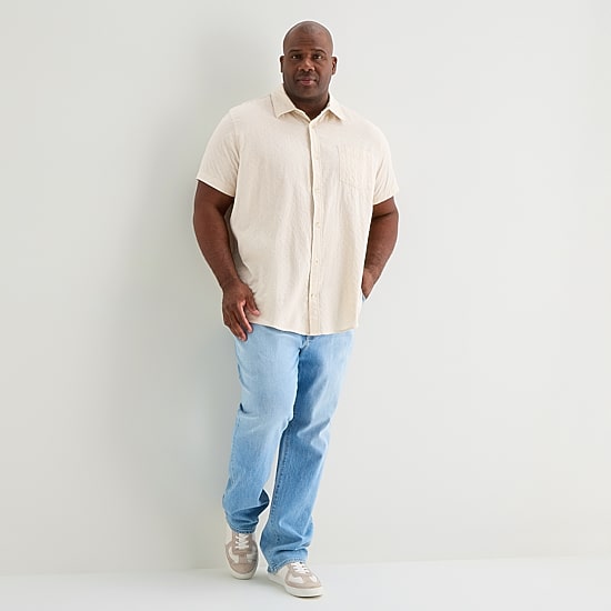 mutual weave Mens Short Sleeve Regular Fit Big and Tall Button-Down Shirt