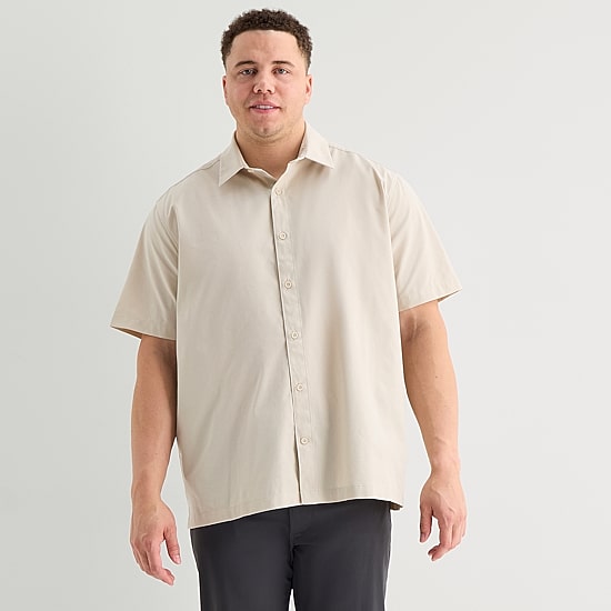 Stylus Mesh Mens Short Sleeve Big and Tall Camp Shirt