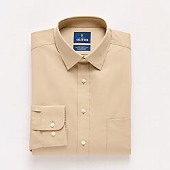beige dress shirts for men Men's Beige Satin Dress Shirt with Tie & Handkerchief 20.5 35/36 / Beige