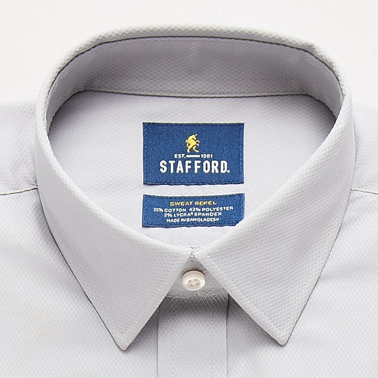 Stafford Sweat Repel Advanced Performance Mens Regular Fit Stretch Fabric Wrinkle Free Long Sleeve Dress Shirt