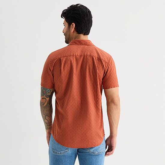 mutual weave Mens Short Sleeve Classic Fit Button-Down Shirt