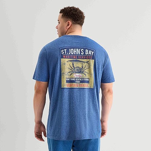 St. John's Bay Mens Crew Neck Short Sleeve Classic Fit Big and Tall Graphic T-Shirt, Medium Tall, Blue