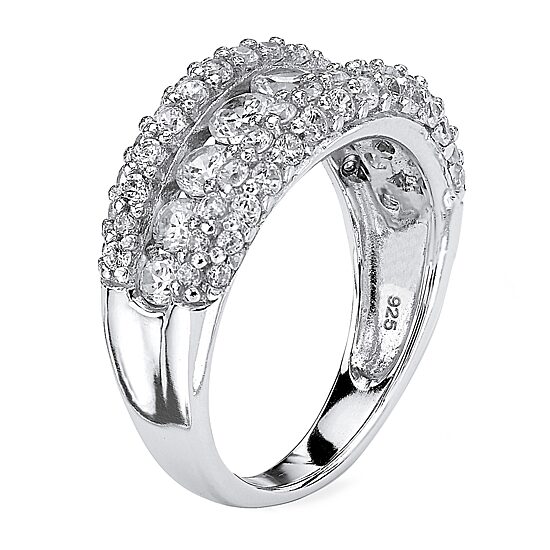 DiamonArt® Womens 1 1/4 CT. T.W. White Cubic Zirconia Platinum Over Silver Round Engagement Ring