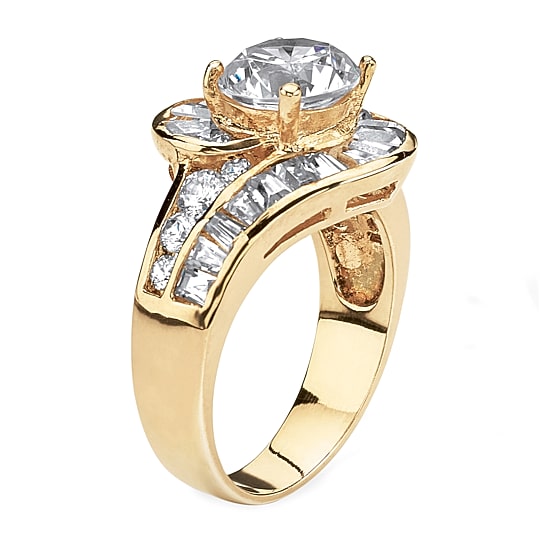 DiamonArt® Womens 4 3/4 CT. T.W. White Cubic Zirconia 14K Gold Over Silver Round Engagement Ring