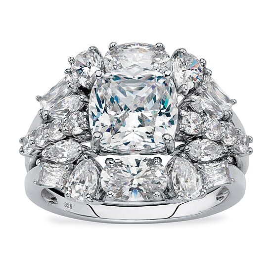 DiamonArt® Womens 4 3/4 CT. T.W. White Cubic Zirconia Platinum Over Silver Square Bridal Set