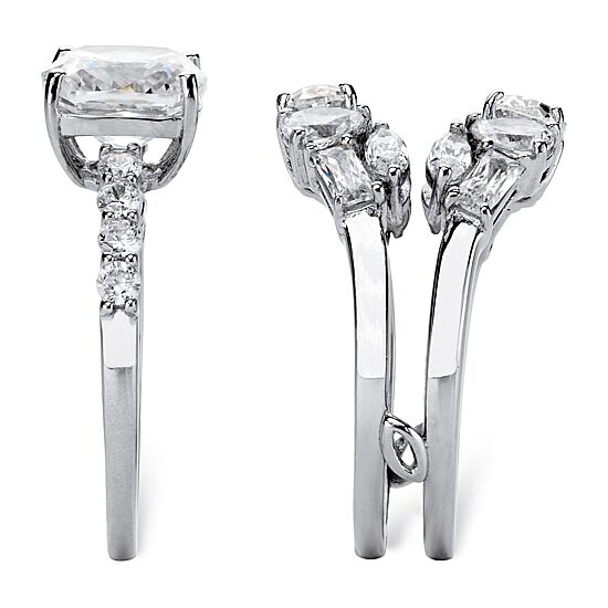 DiamonArt® Womens 4 3/4 CT. T.W. White Cubic Zirconia Platinum Over Silver Square Bridal Set