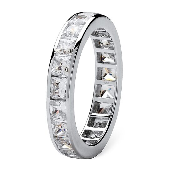 DiamonArt® 4MM 5 1/4 CT. T.W. White Cubic Zirconia Platinum Over Silver Square Band