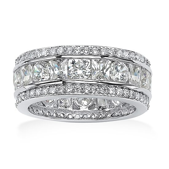 DiamonArt® 8.5MM 4 3/4 CT. T.W. White Cubic Zirconia Platinum Over Silver Rectangular Band