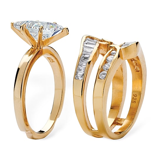 DiamonArt® Womens 3 1/2 CT. T.W White Cubic Zirconia 18K Gold Over Silver Diamond Bridal Set