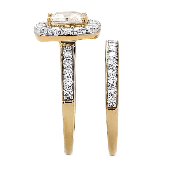 DiamonArt® Womens 1 7/8 CT. T.W. White Cubic Zirconia 18K Gold Over Silver Square Bridal Set