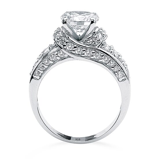 DiamonArt® Womens 3 1/2 CT. T.W White Cubic Zirconia Platinum Over Silver Round Engagement Ring