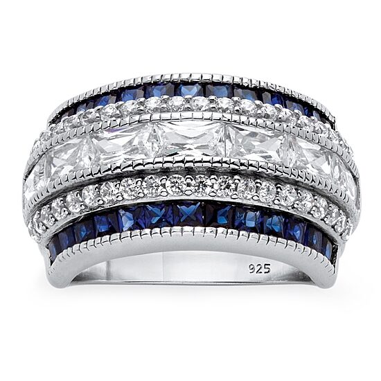 DiamonArt® Womens 3 1/4 CT. T.W. White Cubic Zirconia Platinum Over Silver Rectangular Cocktail Ring