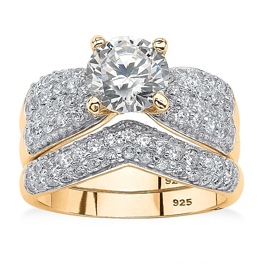 Womens 3 1/4 CT. T.W. Cubic Zirconia 14K Gold Over Silver Bridal Set