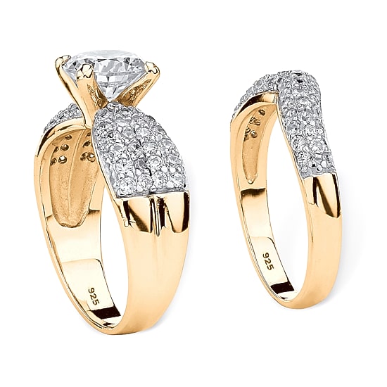 Womens 3 1/4 CT. T.W. Cubic Zirconia 14K Gold Over Silver Bridal Set