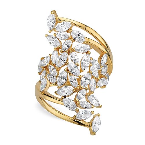 DiamonArt Womens 4 1/4 CT. T.W. White Cubic Zirconia 14K Gold Over Silver Cocktail Ring, 7, Gold Over Silver