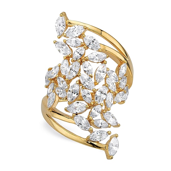 DiamonArt® Womens 4 1/4 CT. T.W. White Cubic Zirconia 14K Gold Over Silver Cocktail Ring