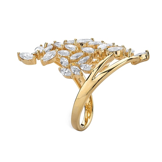 DiamonArt® Womens 4 1/4 CT. T.W. White Cubic Zirconia 14K Gold Over Silver Cocktail Ring