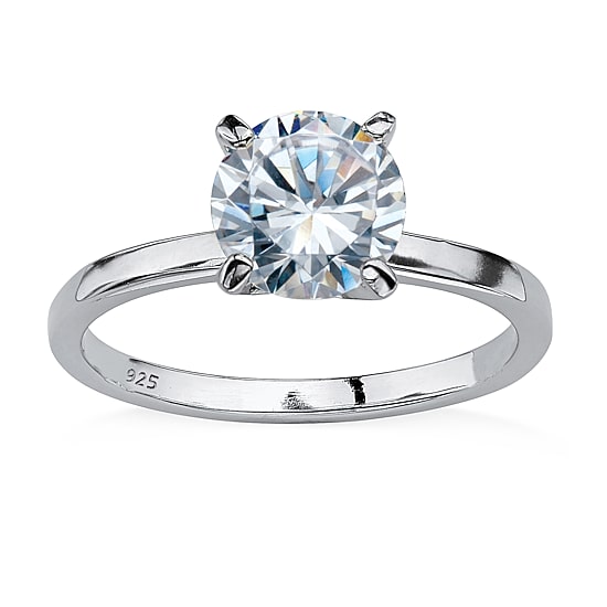DiamonArt® Womens 2 CT. T.W. White Cubic Zirconia Sterling Silver Round Engagement Ring