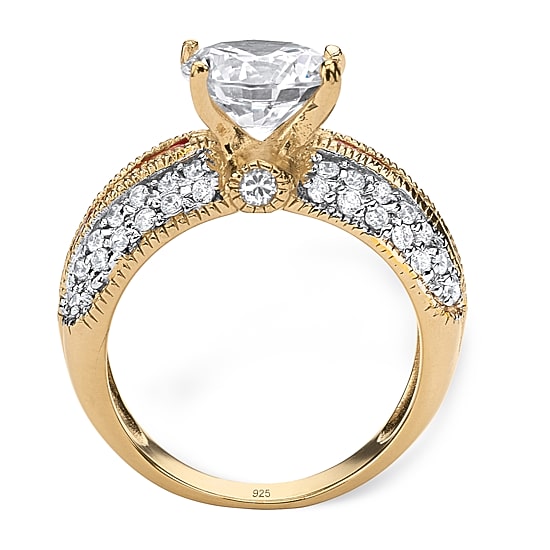 DiamonArt® Womens 5 1/2 CT. T.W. White Cubic Zirconia 14K Gold Over Silver Round Engagement Ring