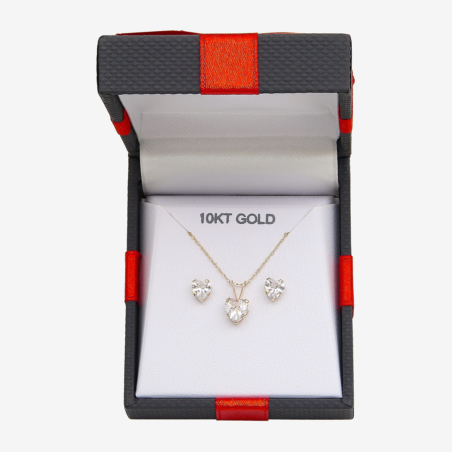 Womens Cubic Zirconia 10K Gold Heart 2-pc. Jewelry Set