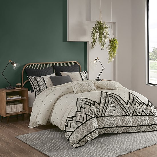 INK+IVY Marta 3 Piece Flax and Cotton Blended Duvet Cover Set