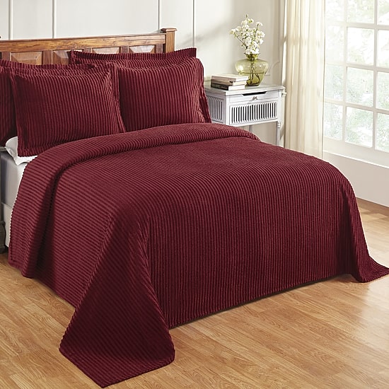 Better Trends Jullian 100% Cotton Chenille Tufted Stripe Pattern Bedspread